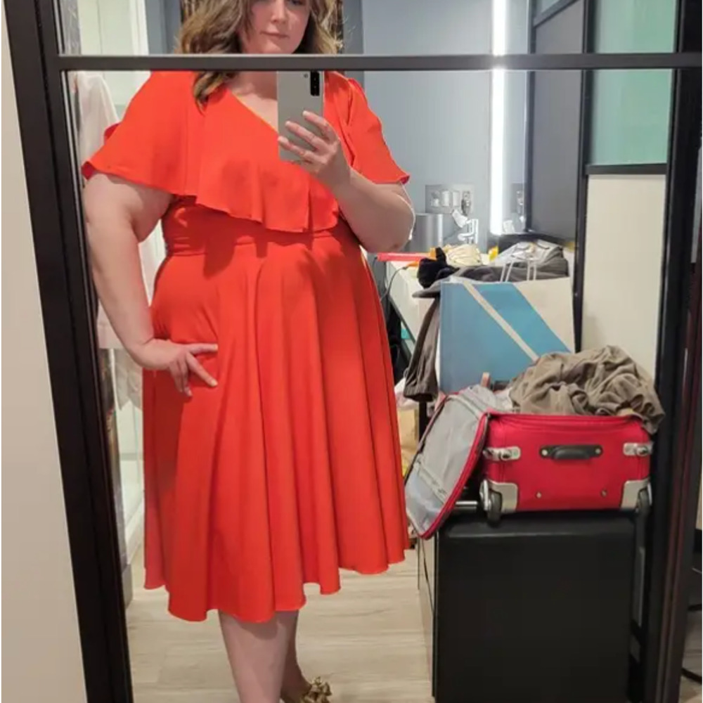 Jay Godfrey Orange Party Dress Size 18 Fit & Flare Party Wedding Romantic $437 - Picture 4 of 14